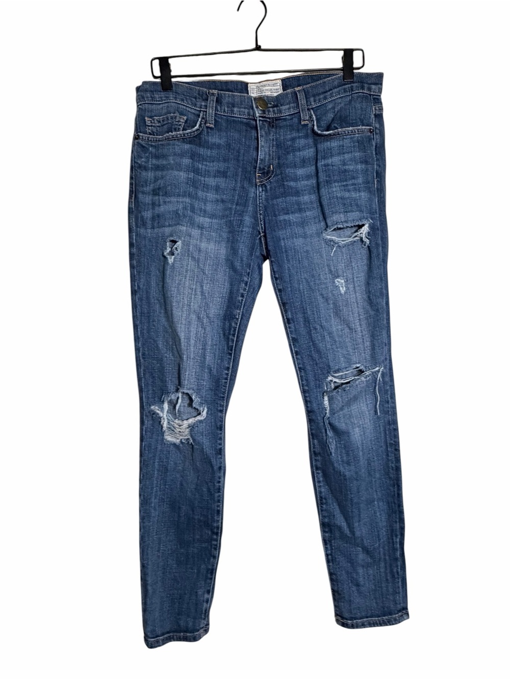 Current/Elliott Ripped Dark Blue Skinny Jeans